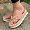 Rimocy Plus Storlek Klipp Toe Platform Tofflor Kvinnor Sommar Casual Strand Tjock Bottom Sandaler Kvinna Utomhus Non Slip Flip Flops 43 210528