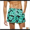 Mens Kleding Apparel Drop Levering 2021 Mannen Ademend Zwembroek Badmode Slanke slijtage Slakken Bloem Print Groene Strand Shorts Grootte S-XL V7XMK