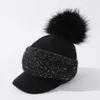 Beanie/Skull Caps Yqyxcy Winterhoeden voor vrouwen gebreide honkbalhoed oorbeveiliging Bonnet Fur Pompom Dik Warm Beanie 2022 Koreaanse CA Pros22