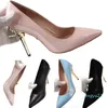 Fashion Designer Spring Autumn Pointed Toe Shoes Gold Work Office Ladies Head High Heel Black White Patent Genuine Leather