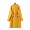 Women's Wool & Blends Women Orange Loose Woolen Coat Elegant 2022 Autumn Fashion Ladies Single Button Pockets Sashes Girls Chic Outwear Casu