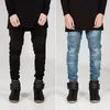 Male BIKER JEANS Denim Slim-fit Locomotive Wrinkled Micro-elastic Casual Jeans Trouser