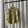 KOBOV flor bordado doce estilo japonês mulheres Cardigans Cardigan Cardigan Vintage elegante O pescoço de malha 181011