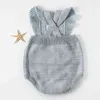 Born Boys Girls Romper Gebreide Rompertjes Ruche Mouwloze Outfits Babykleding Jumpsuit 0-24Months 210417