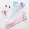 Mädchen Spitze Bögen Prinzessin Socke Kniehohe Socken Solide Lange Röhre Footsocks Kinder Beinlinge 4 Farben M3653