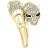 Anillos de racimo de lujo de moda de oro cabeza de leopardo para mujeres y hombres ojos verdes cz piedra incrustación punk moda joyería fiesta regalo animal299u