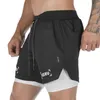 Löpshorts Herr 2 i 1 Fitness Gym Sport Kamouflage Snabbtorka Strand Jogging Korta byxor Träning Bodybuilding Träning