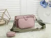 Kvinnor väskor i äkta läder Mode präglade handväskor Pochette Plånböcker Blomstertillbehör Mini 3st 3-delat set Crossbody axelväska