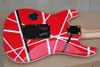 Uppgraderad Eddie Van Halen 5150 Red Electric Guitar White Stripe Floyd Rose Tremolo Locking Nut Maple Neck Fingerboard