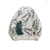 FOJAGANTO Maglione Uomo Harajuku Lavorato a maglia Hip Hop Streetwear Dinosaur Cartoon Pullover O-Collo Coppia oversize Maglioni da uomo casual 210818