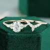 Wedding Rings Engagement Ring Set Vintage Unique Rose Gold Women's Marquis Diamond Wynn22