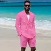 pink linen suit