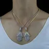 Chaînes Conception Hamsa Main Charme Pendentif Avec 5A Full Cz Pavé Or Argent Tennis Chaîne Hiphop Femmes Hommes Colliers JewelryChains