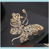 Broches, broches Jewelryfashion luxe haut de gamme Zircon papillon bijoux tempérament dames exquis broche marque haute qualité manteau Aessories