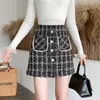 Hepburn style retro elegant Skirt Women autumn winter high waist woolen bag hip A-line skirt temperament Female 210619