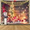 Christmas Tapestry Snowflakes Santa Claus Winter Night Hanging Cloth Fireplace Blanket Gifts Xmas Wall Decorations for Home