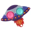 Dzieci Dzieci Przestrzeń Motyw Push Pops Fidget Zabawki Sensory SpaceCraft Spaceship Rocket Spaceman Kształt Bubbles Popper Klucz Pierścień UFO Keychain Party Finger Toy G8858R4