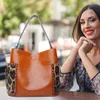 Leopard Pieszeń PU Tote Kieszenie Bucket Travel Torba Leopard Leampard Snap Torebtes Grey Brown Black Outdoor Duffel Torby Western Stripse Carry Carse DomiL106-1911