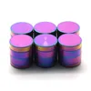 2022 Nya 4 lager Rökning Herb Grinder 40mm 50mm Diameter Zinc Alloy Rainbow Laser Color Mini Tobacco Grinders Spice Crusher