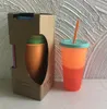 24oz mugs Color Changing Cup Tumblers Plastic Drinking cups with lid and straw Candy colors magic coffee mug BPA FREE!