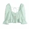 Women Summer Vintage Blouses Shirts Tops Ruffles Short Sleeve Solid Female Casual Slim Top Tunic Blusas 210513