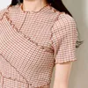 Temperament bandage plaid patchwork jurken vrouwen zomer silm taille jurk Japan stijl elegante slanke vestido feminino 210514