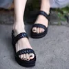 Artmu Fashion Sandals Женщины клинжу туфли плоская платформа плетение толстые каблуки шлепанцы подлинные кожаные стороны оригинальные