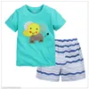 Azul elefante crianças roupas conjuntos de verão manga curta t-shirt faixa calças terno bebê meninos roupas crianças tops moda outfits 210413