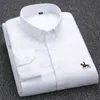 Camicie in tessuto Oxford Uomo Camicia elegante solida a maniche lunghe di alta qualità Designer Vestibilità regolare Marca Navy Abbigliamento da uomo coreano 210626