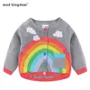 Mudkingdom Girls Chłopcy Dzianiny Sweter Sweter Rainbow Chmury Cienkie wierzchnia wierzchniej dla dzieci 210615
