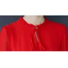 Casual Dresses Chiffon Dress Women Red Black M-5XL Plus Size Long Sleeve 2021 Spring Summer Korean Bow Collar Slim Party Maxi LR789