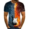 Erkek Tişörtleri Yaz Müziği Üç Boyutlu Müzikal Not 3D Baskı Büyük Boy Erkek Tişört Sokağı Moda Sıradan Unisex T-Shirt
