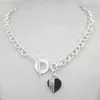 Women's new TIF Silver Love Style necklace 925 sterling silver key Heart charm pendant necklace G1201