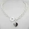 Kvinnors nya TIF Silver Love Style Halsband 925 Sterling Silver Key Heart Charm Pendant Halsband G1201