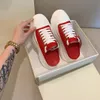 Space Monicab Kvinnors Casual Skor Bright Canvas Vit Platform Tofflor Sommar ut Dörr Lätt att bära spetsar upp Casual Kvinnors Slippers 35-40 Half-Slipper Sneakers