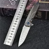 Promotie High End Flipper Folding Mes Japan Damascus Steel Drop Point Blade TC4 Titanium legering Handvat Outdoor EDC Pocket Messen