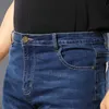 48 50 плюс размер синие черные джинсы бизнес высокая талия случайный мода свободные джинсовые брюки высококачественные прямые тонкие брюки 210531