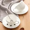 Luxury Porcelain European Coffee Set White Small Bone China High Tea Cup with Saucer Xicara De Cafe Home Drinkware 50CC