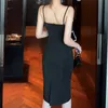 PERHAPS U Women Summer Elegant Sexy Club Black Asymmetrical Bow Camisole Strap V-Neck Sheath Short Dress D3043 210529