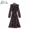 H.Sa Długie sukienki dla kobiet Elegancki kwiatowy Vestidos Bow Florals Ruffles Maxi Dress Party Vestidos Czarne ubrania dla kobiety 210716