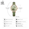 Shengke Summer Green Women Watches Slim Leather Strap Mini Dial Japanese Quartz Movement Elegant Relogio Feminino Gift Watch 210720