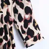 Lässige Frau Lange Kamel Leopard Drapiertes Hemd Kleid Frühlingsmode Damen Weiche Bedruckte Kleider Weibliche Vintage 210515