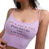 Crop Top kobiety Sexy Casual Tank proszę nie robić/koksu w łazience list kamizelka z nadrukiem Halter Camisole ubrania Y0622