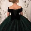 Kids Dresses Girl Elegant Long Prom Green Tulle Gowns 2021 New Children Graduation Dress Teen Wedding Bridesmaid Robe first holy communion gowns