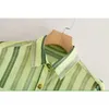 H.SA Women Blouses Turn Down Collar Green Striped Loose Tops Office Lady Casual Long Sleeve Blusas Summer Wear 210417