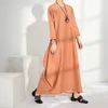 Mulheres de verão e outono Vintage Loose Cintura alta magro era fina cor sólida elegante grande tamanho maxi vestido fb171 210427