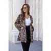 Herfst Leopard Print Mid-length Coat Dames Mode Elegante Losse Pluche Jas met Pockets Faux Bont Vrouwelijke LR1310 210531