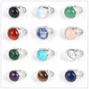 Round Kallaite White Green Rose Pink Quartz Stone Rings Fashion Open size Crystal Jewelry for Men Women MKI