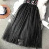 Women Summer Tulle Dress V-neck A-line Spaghetti Strap Long Mesh Cute Night Party White Floral Dress Black Roupas Femininas 210625