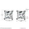 Lekani 925 Sterling Zilveren Stud Oorbellen voor Dames Vierkant-Vorm Clear Cubic Zirconia Girl Small Earring Engagement Fijne Sieraden 210701